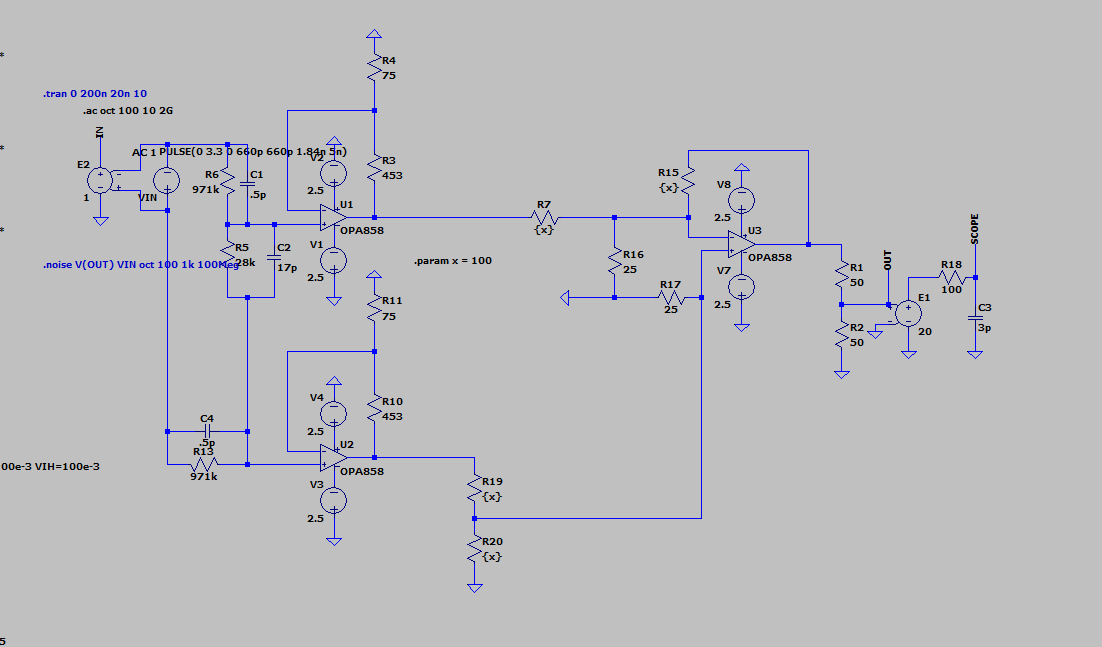 Differential probe schematic in LTSpice